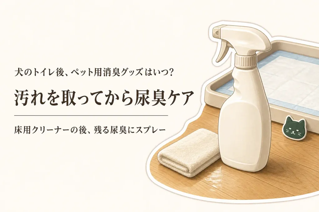 犬のトイレ後の床掃除はどの順番？床用クリーナーと尿臭スプレーの使い分け