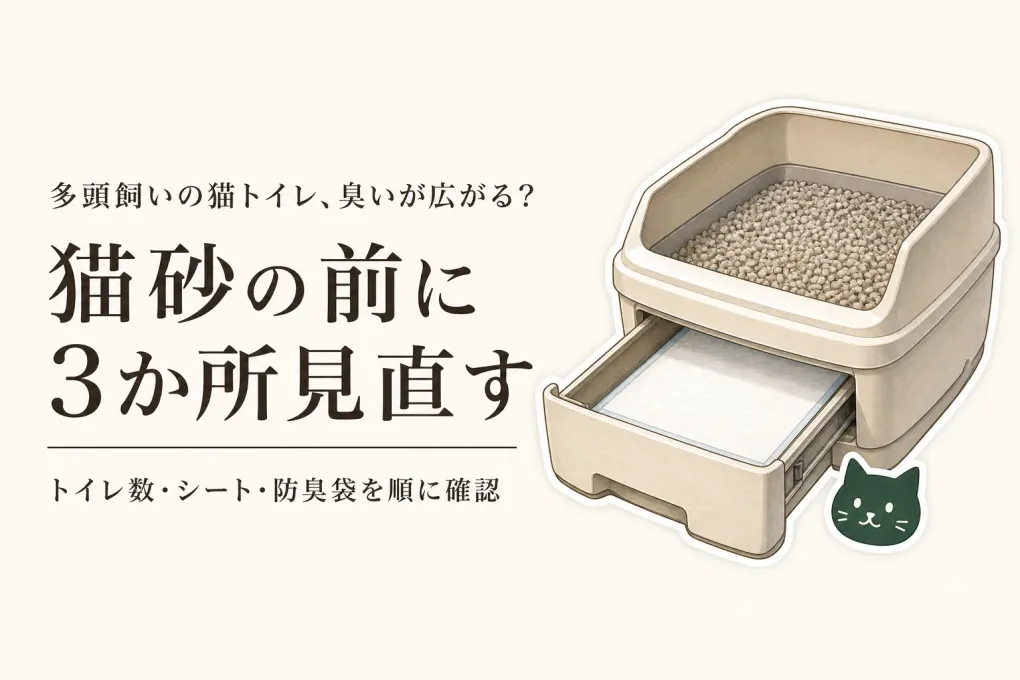 多頭飼いの猫トイレ臭対策｜猫砂を替える前にトイレの数・消臭シート・防臭袋を見直す